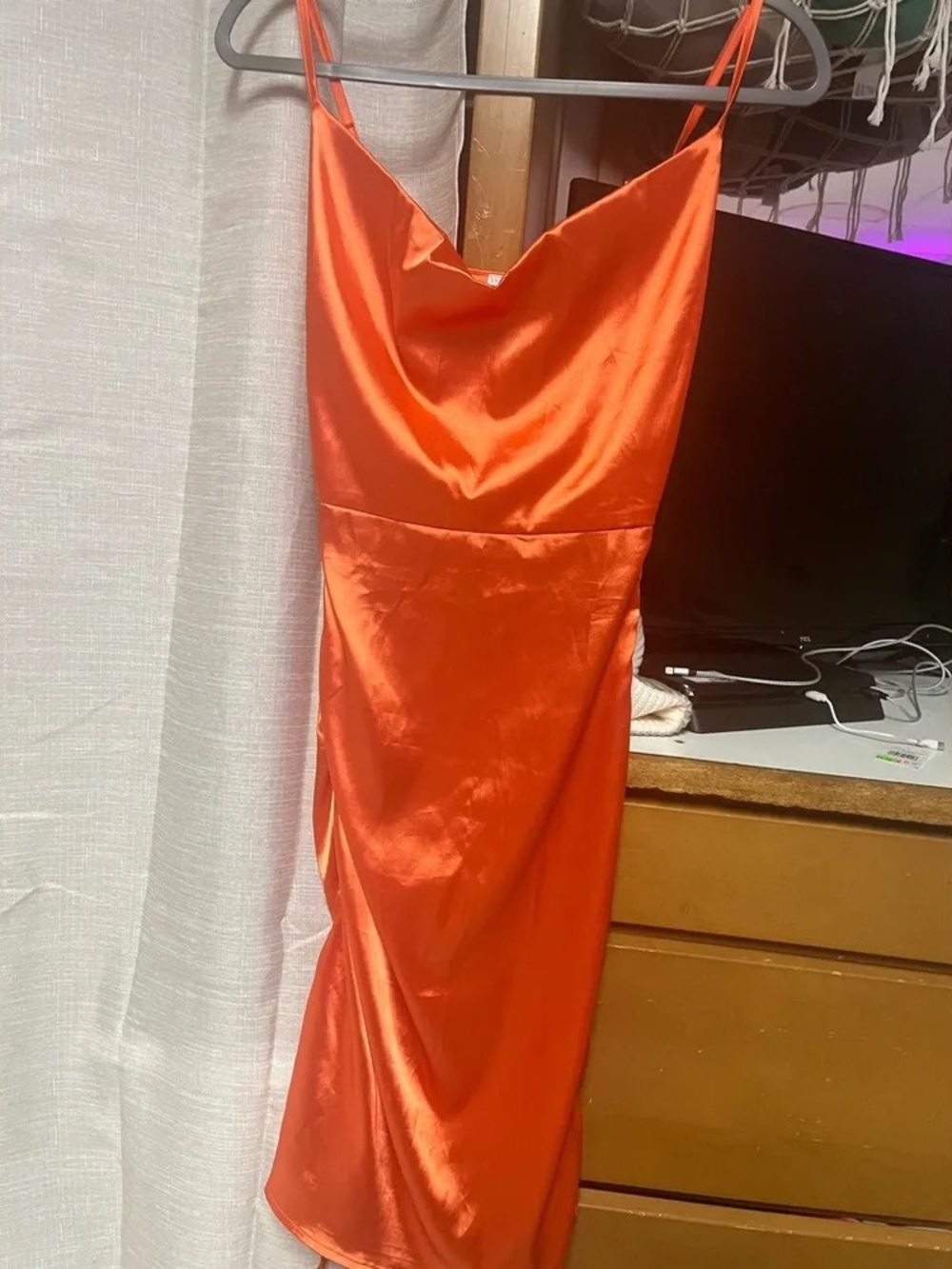Forever 21 Orange Satin Slip Dress